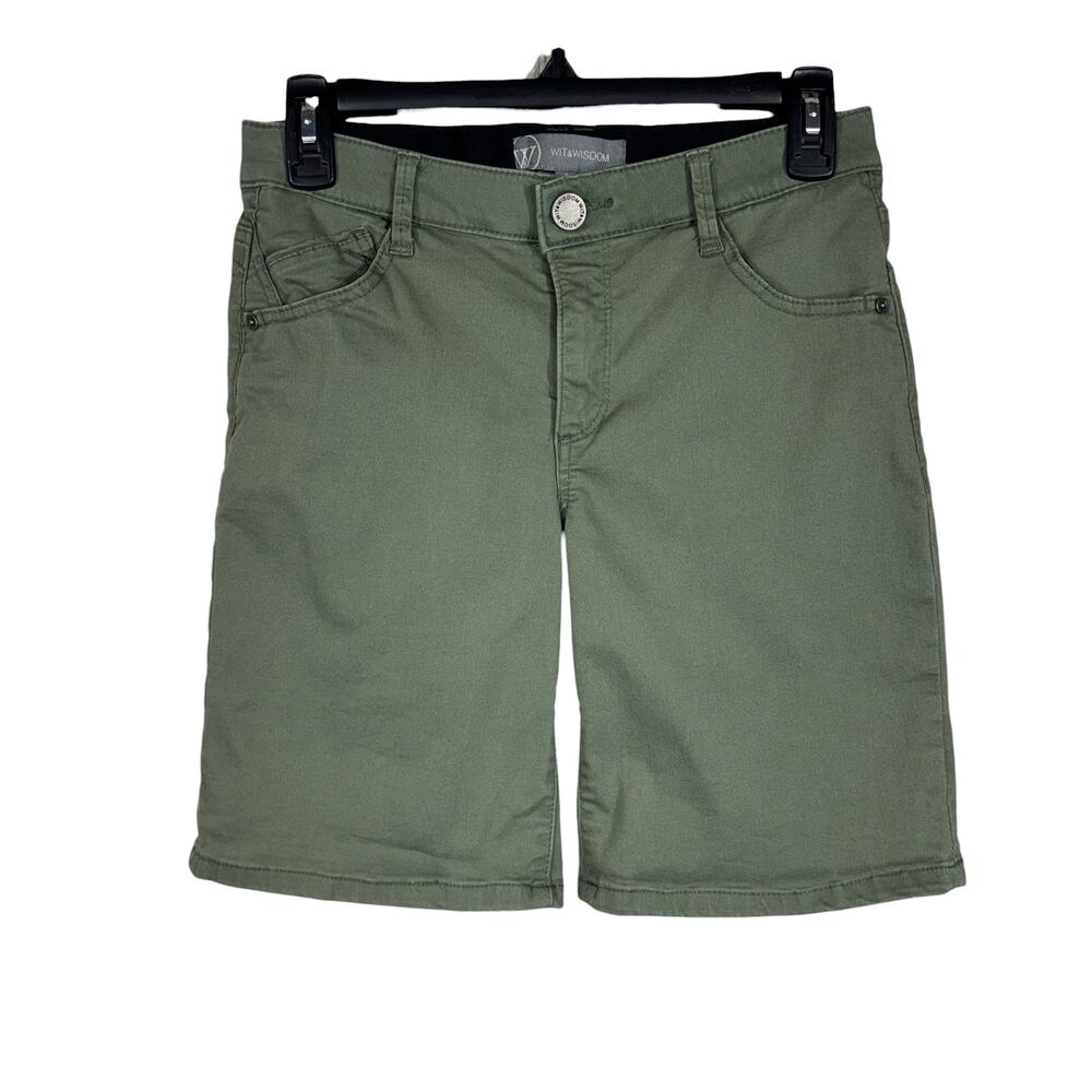 Wit & Wisdom SZ 2 Bermuda Jean Shorts Stretch Pockets Zip-Fly Low-Rise Green